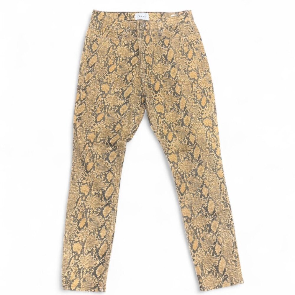 Frame Women's Straight Python Print Coated Pant